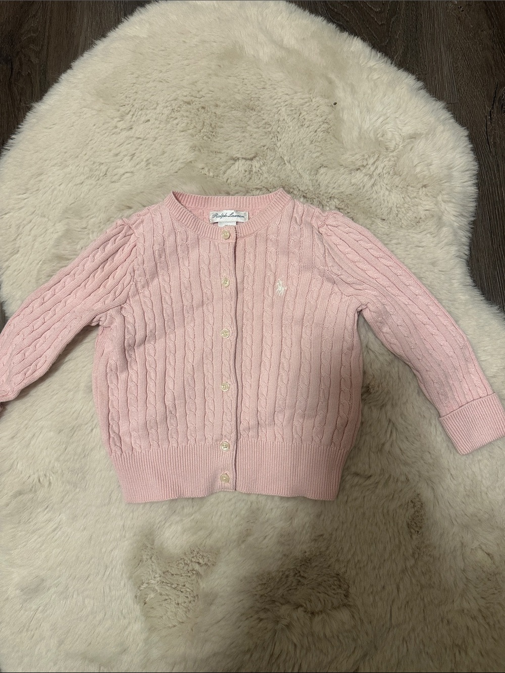 Ralph Lauren Light Pink Cable Knit Cardigan 18 months